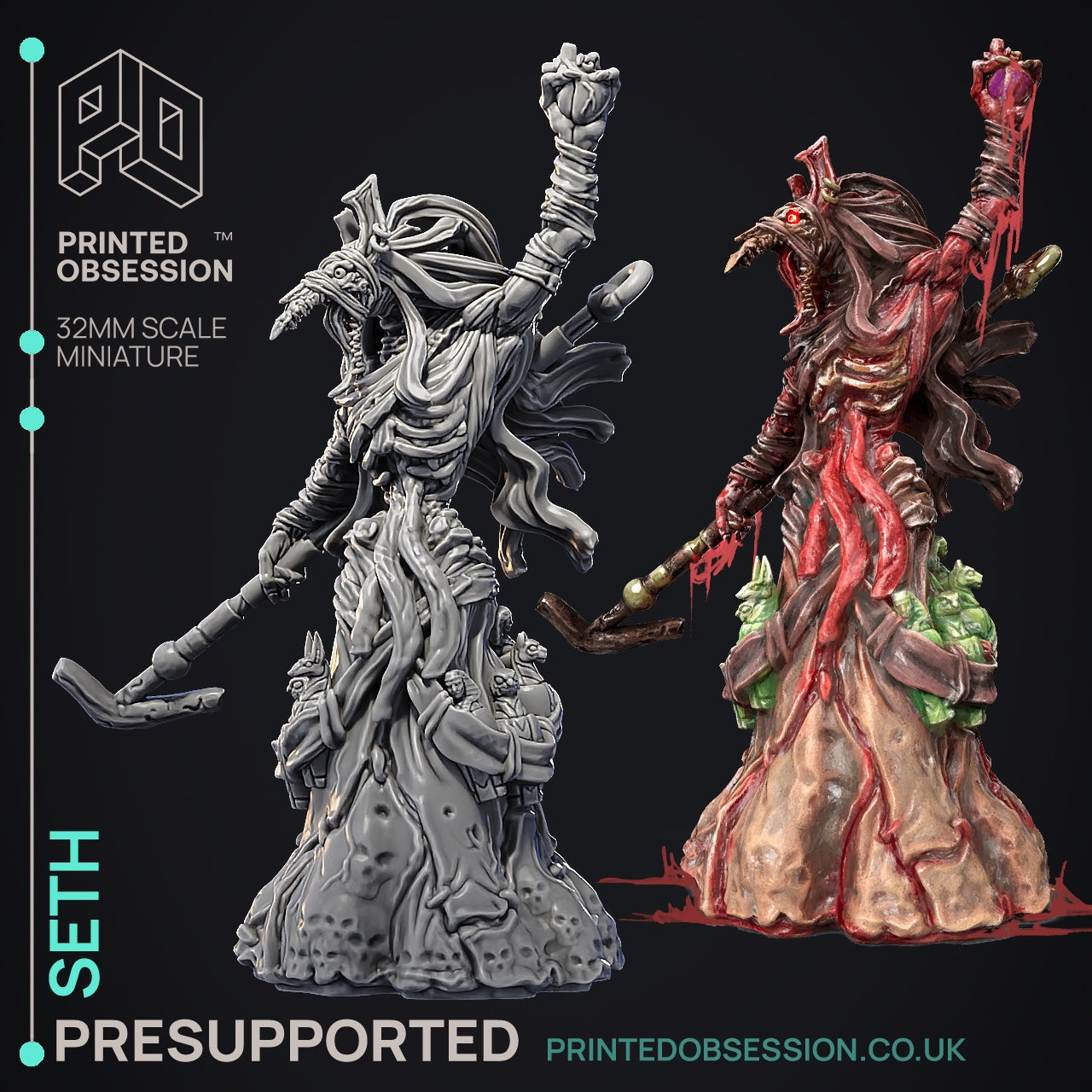 Seth - Court of Anubis - The Printed Obsession - Table-top mini, 3D Printed Collectable for painting and playing!