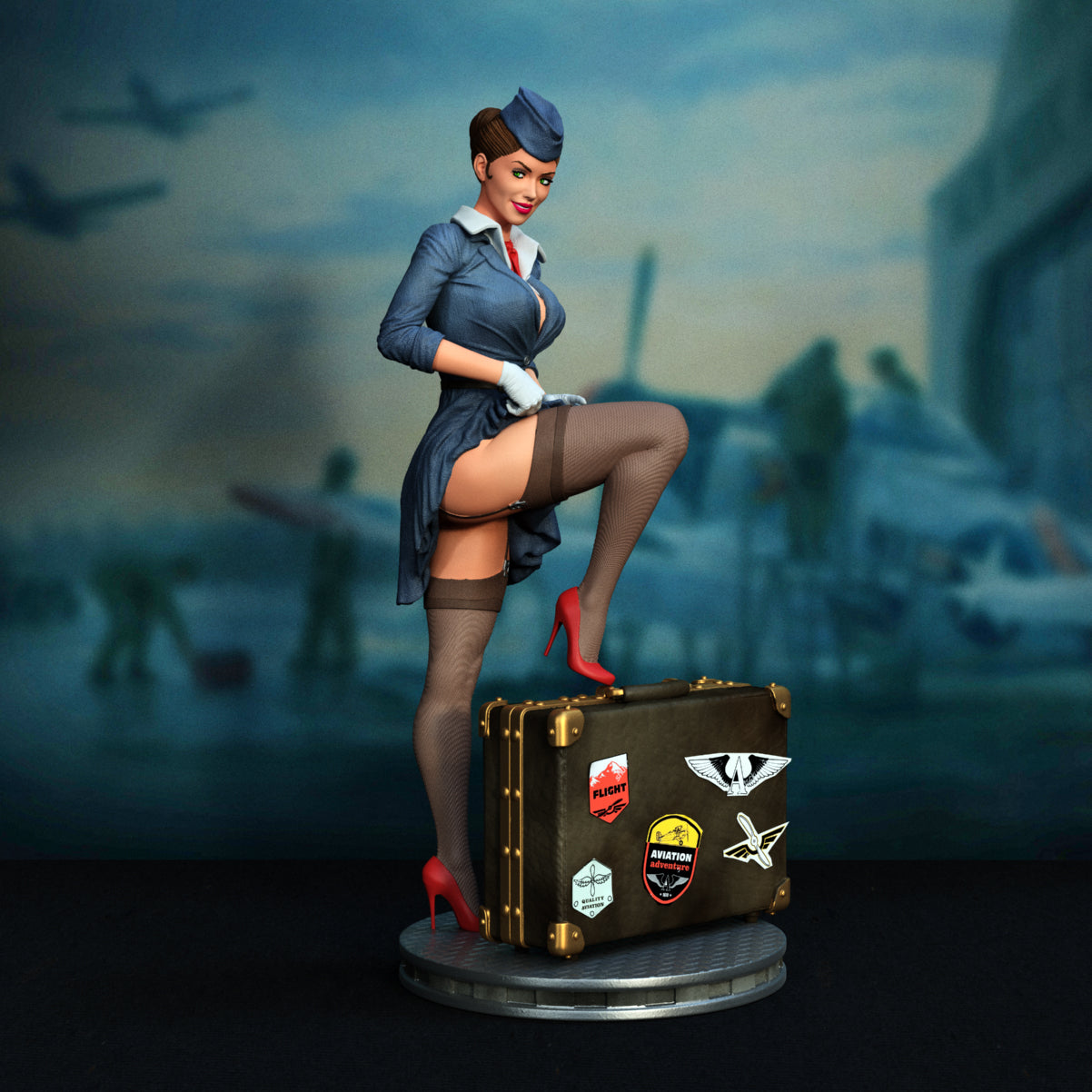 Stewardess Pin-up style Figurine Model Kit for collecting, building and painting for Adults