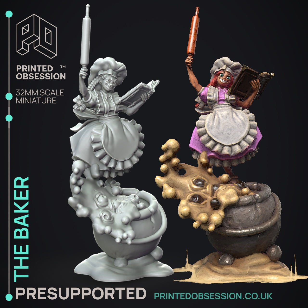 The Baker - The Possessed Bakery - The Printed Obsession - Table-top mini, 3D Printed Collectable for painting and playing!