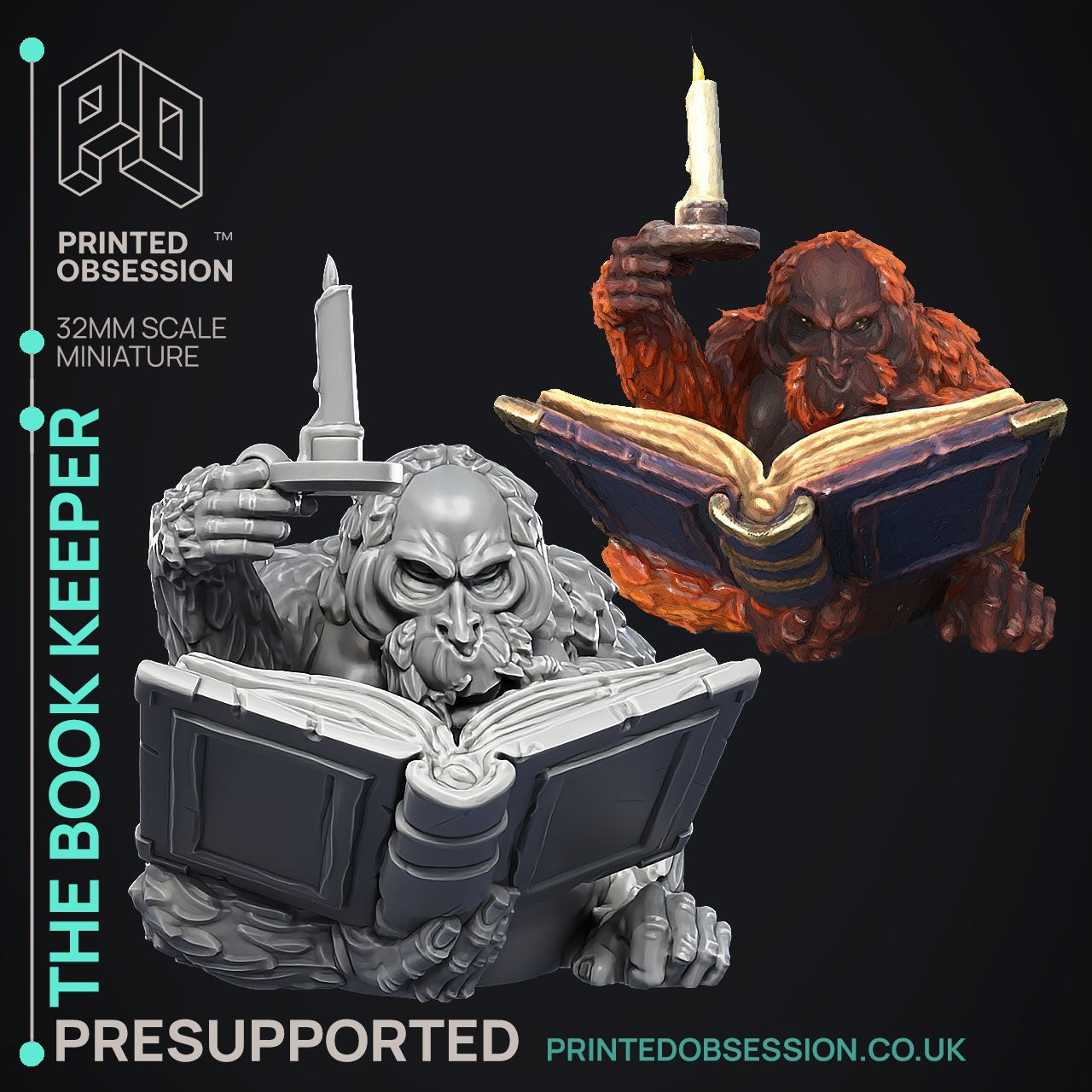 The Book Keeper - The Discus World - The Printed Obsession - Table-top mini, 3D Printed Collectable for painting and playing!