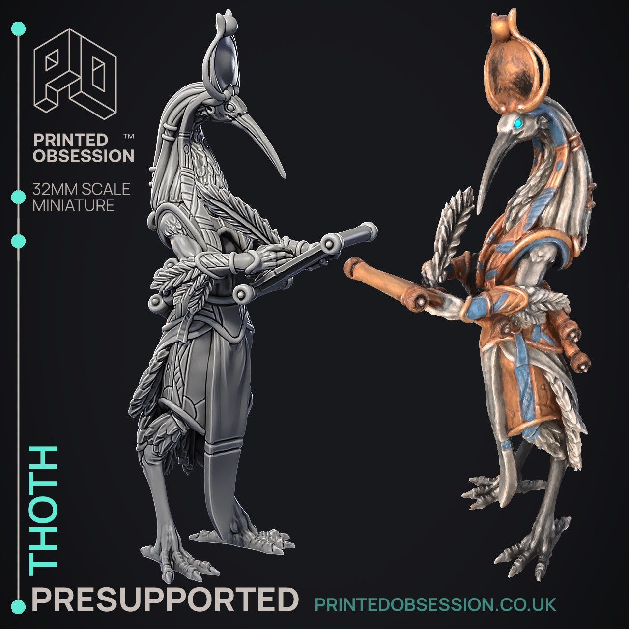 Thoth - Court of Anubis - The Printed Obsession - Table-top mini, 3D Printed Collectable for painting and playing!