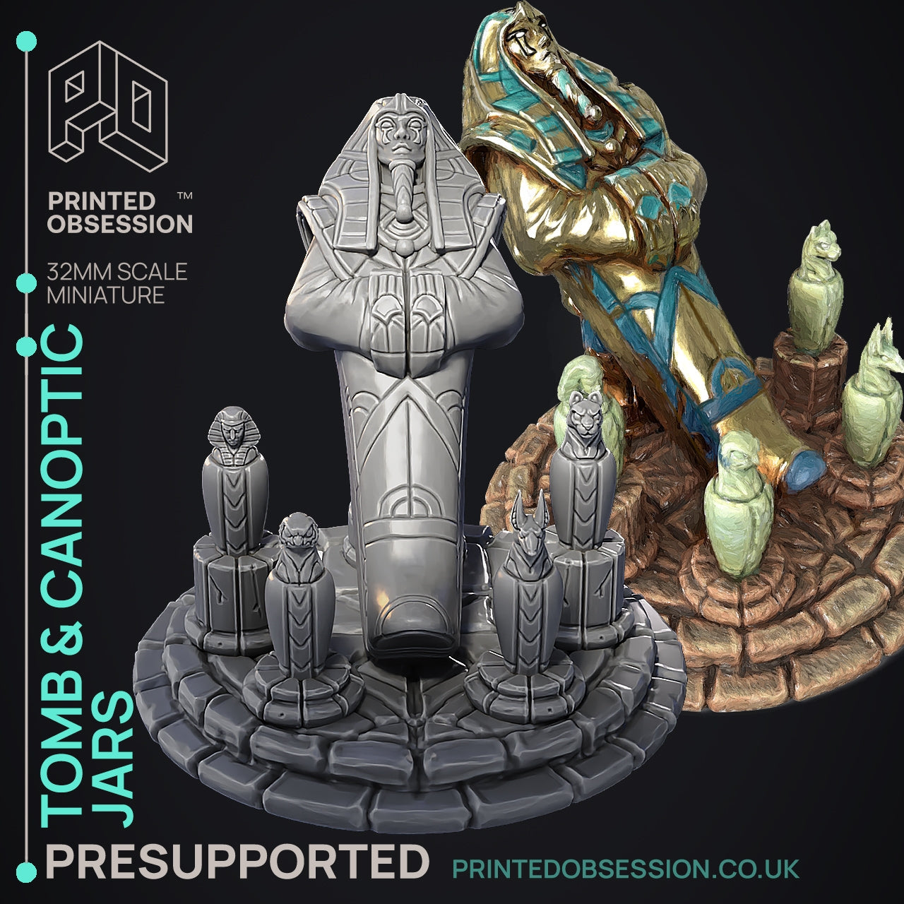 Terrain Parts Tombs, Gate, and jars - Court of Anubis - The Printed Obsession - Table-top mini, 3D Printed Collectable for painting and playing!