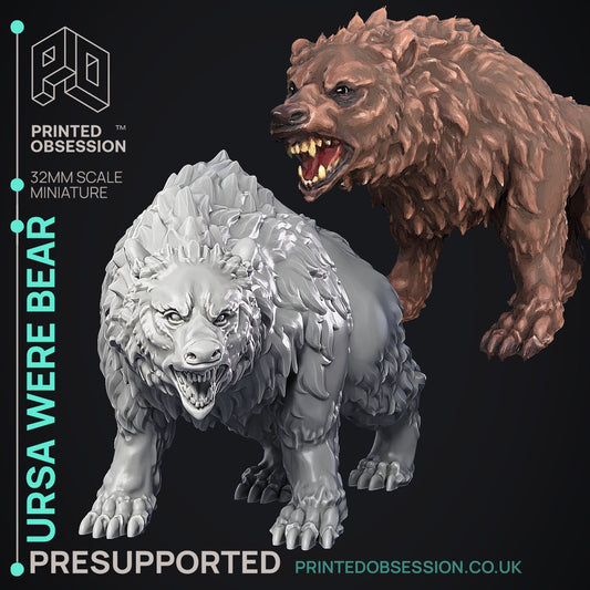 Ursa Were Bear - Were Folk - The Printed Obsession - Table-top mini, 3D Printed Collectable for painting and playing!