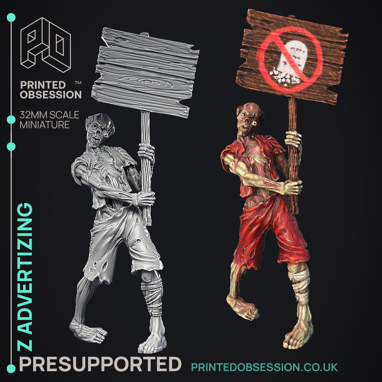 Zombie Advertising - The Discus World - The Printed Obsession - Table-top mini, 3D Printed Collectable for painting and playing!
