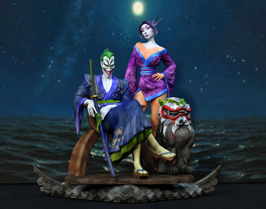 The Joker and Punchline style Figurine Model Kit for collecting, building and painting