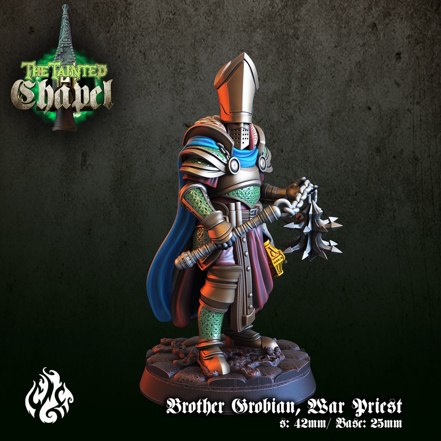 Grobian War Priest - The Tainted Chapel Series from Crippled God Foundry - Table-top gaming mini and collectable for painting.