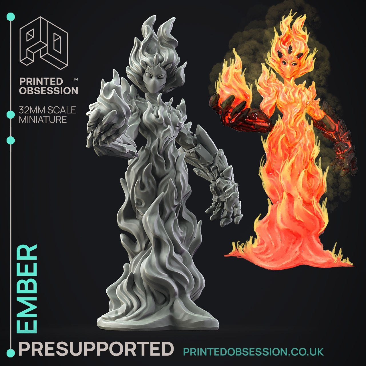 Ember Dungeon Cleaning Inc. - The Printed Obsession - Table-top mini, 3D Printed Collectable for painting and playing!