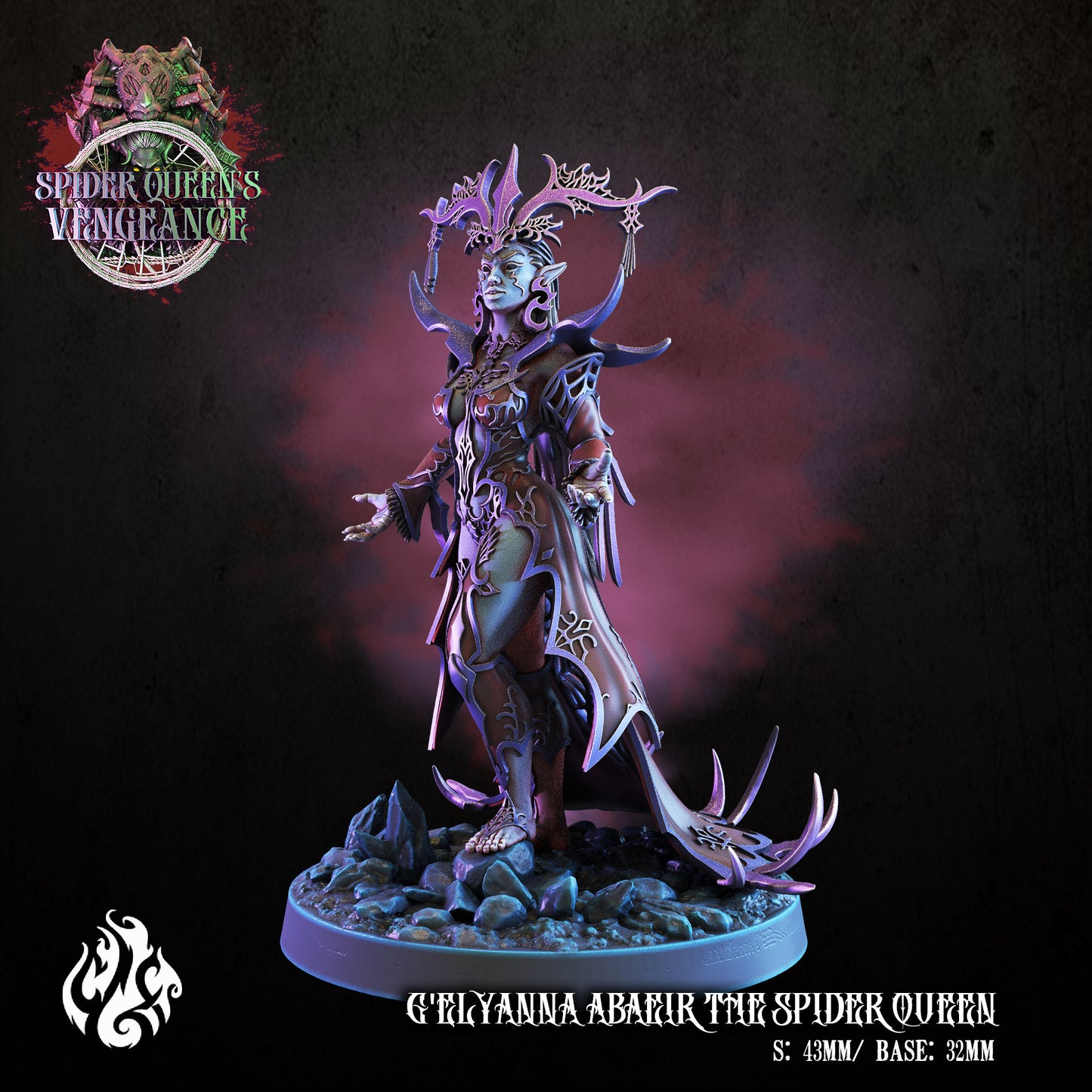 G'elyanna Abaeir the Spider Queen Spider Queen's Vengeance Series from Crippled God Foundry - Table-top gaming mini and collectable for painting.