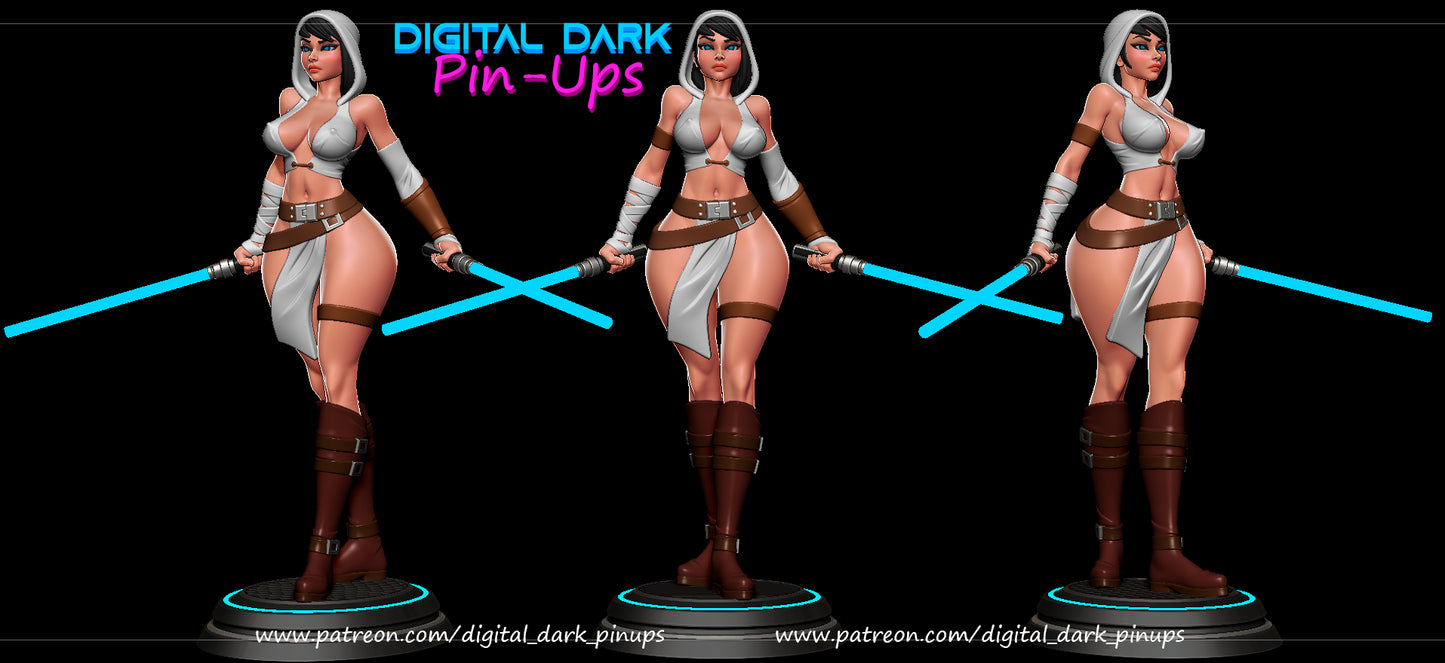 Lady Jedi - Female Adult Figurine for collecting, painting and showing off! Digital Dark Pinup Classic