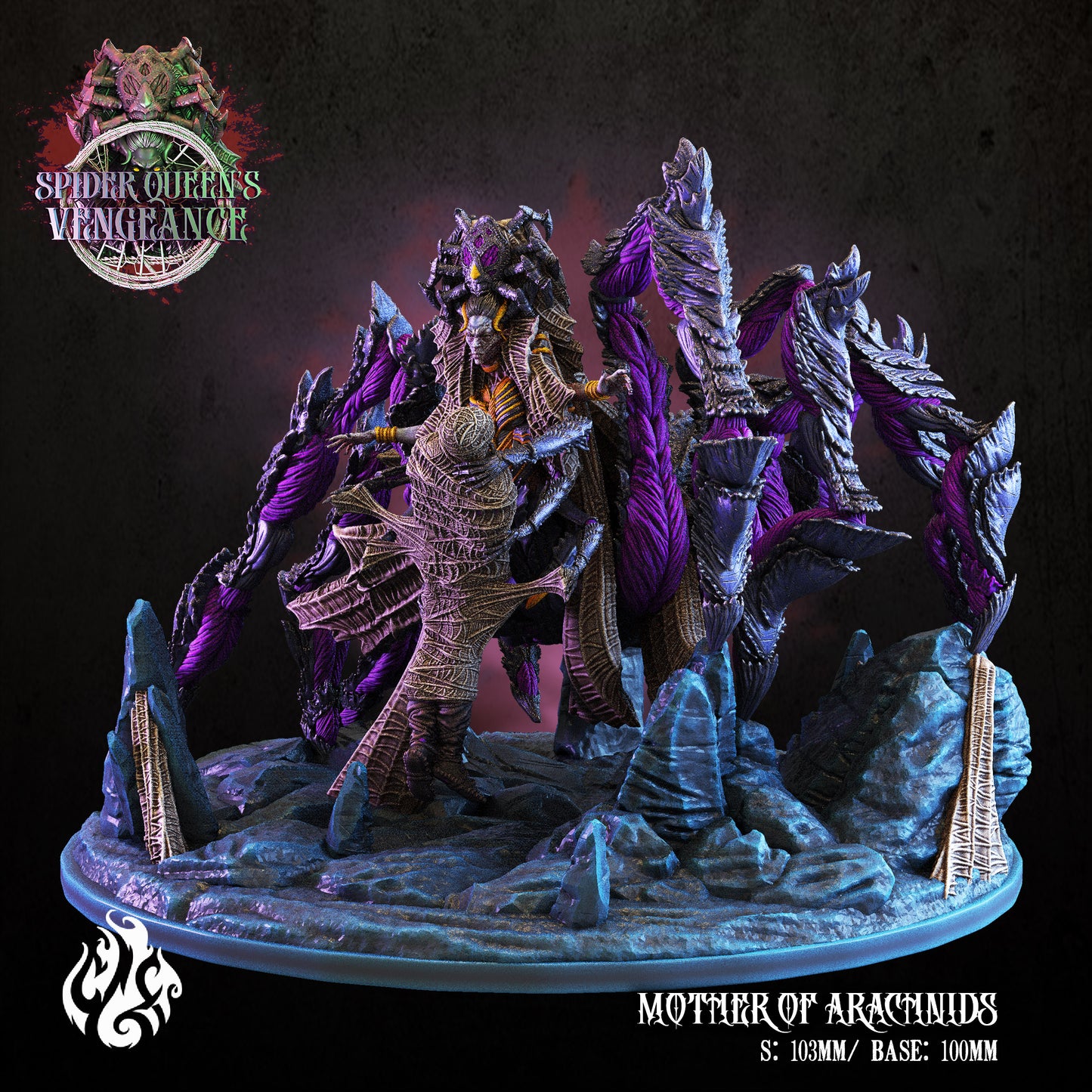 Mother of Arachnids the Spider Queen Spider Queen's Vengeance Series from Crippled God Foundry - Table-top gaming mini and collectable for painting.