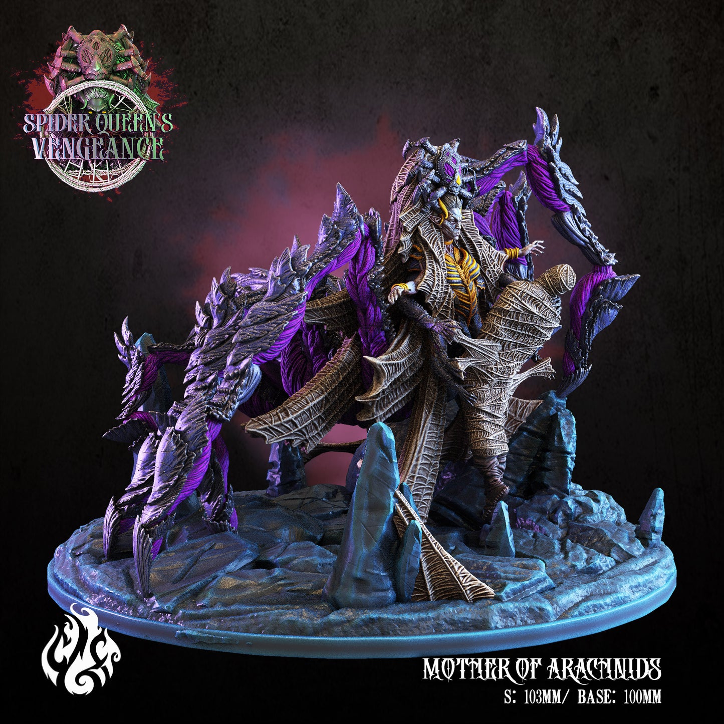 Mother of Arachnids the Spider Queen Spider Queen's Vengeance Series from Crippled God Foundry - Table-top gaming mini and collectable for painting.