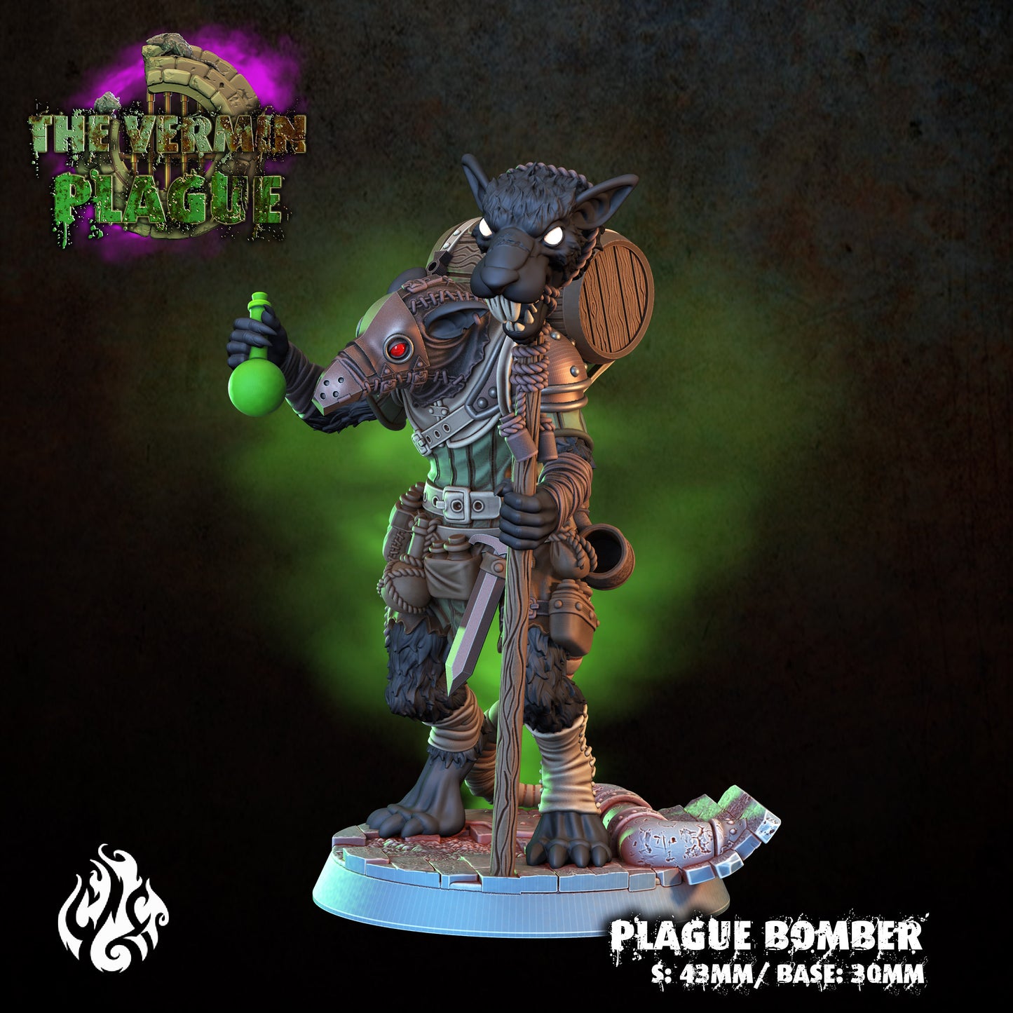 Plague Bomber The Vermin Plague Series from Crippled God Foundry - Table-top gaming mini and collectable for painting.