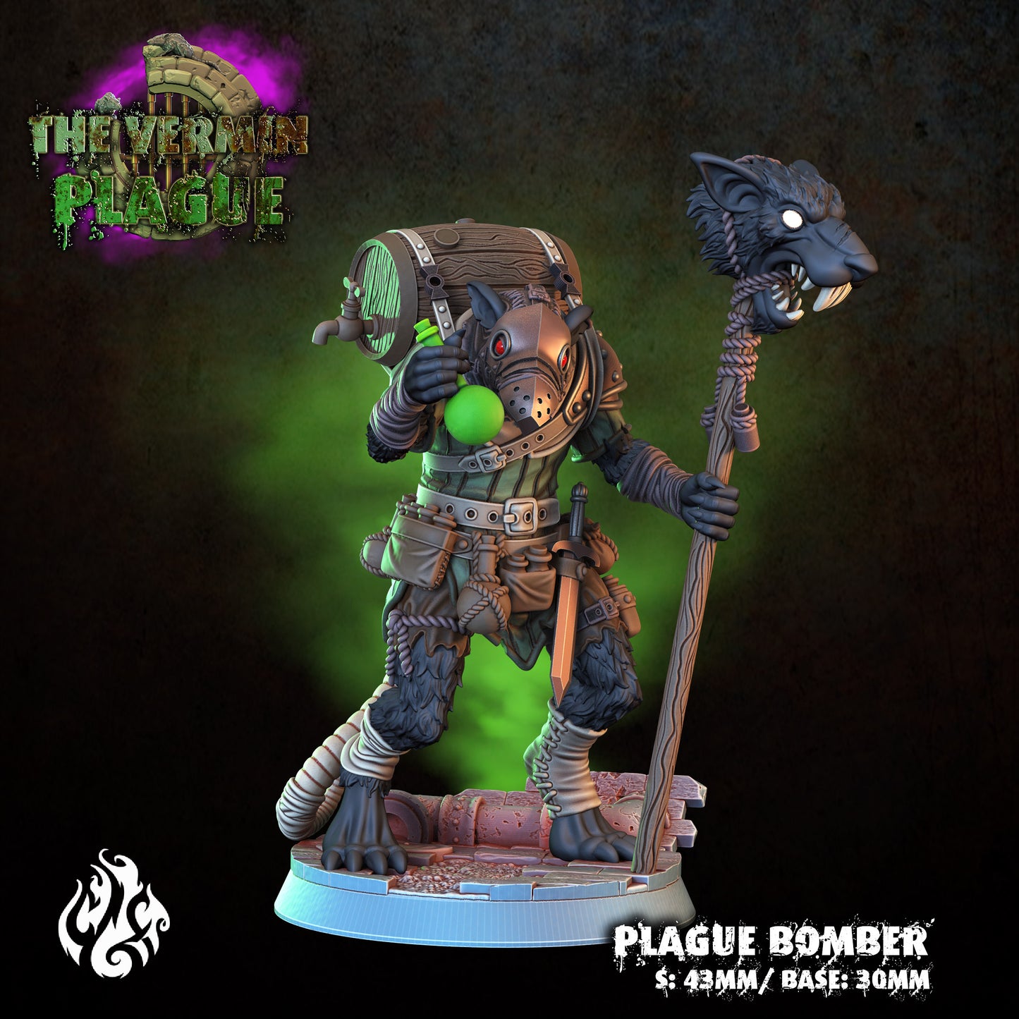Plague Bomber The Vermin Plague Series from Crippled God Foundry - Table-top gaming mini and collectable for painting.
