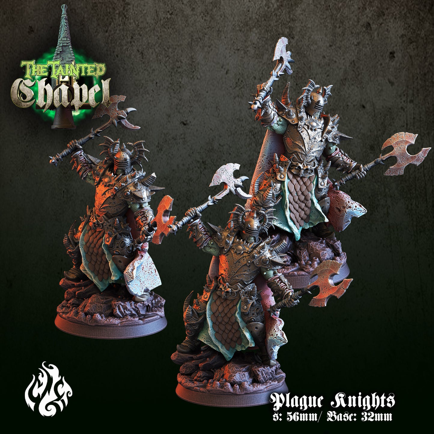 The Plague Knights - The Tainted Chapel Series from Crippled God Foundry - Table-top gaming mini and collectable for painting.
