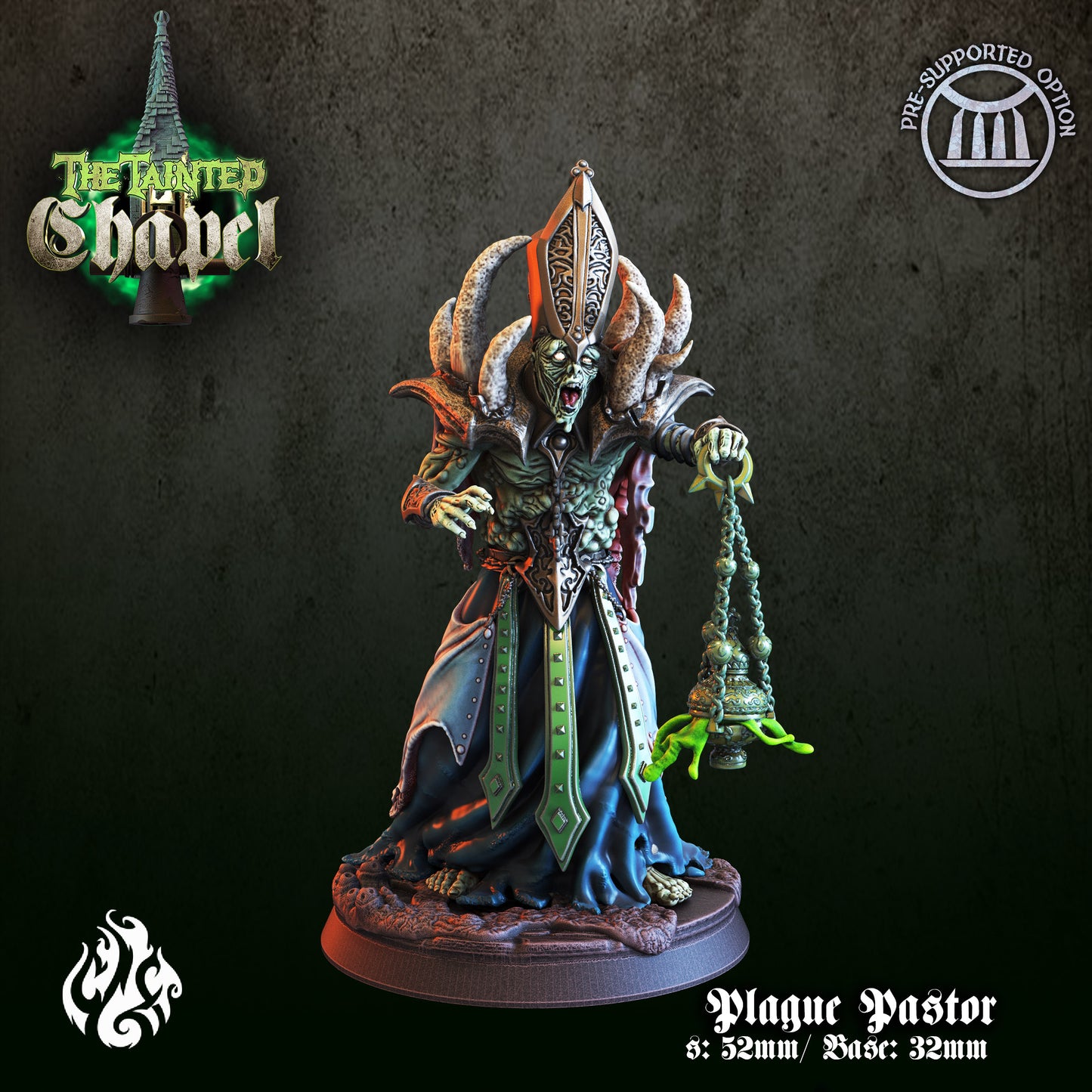 The Plague Pastor - The Tainted Chapel Series from Crippled God Foundry - Table-top gaming mini and collectable for painting.