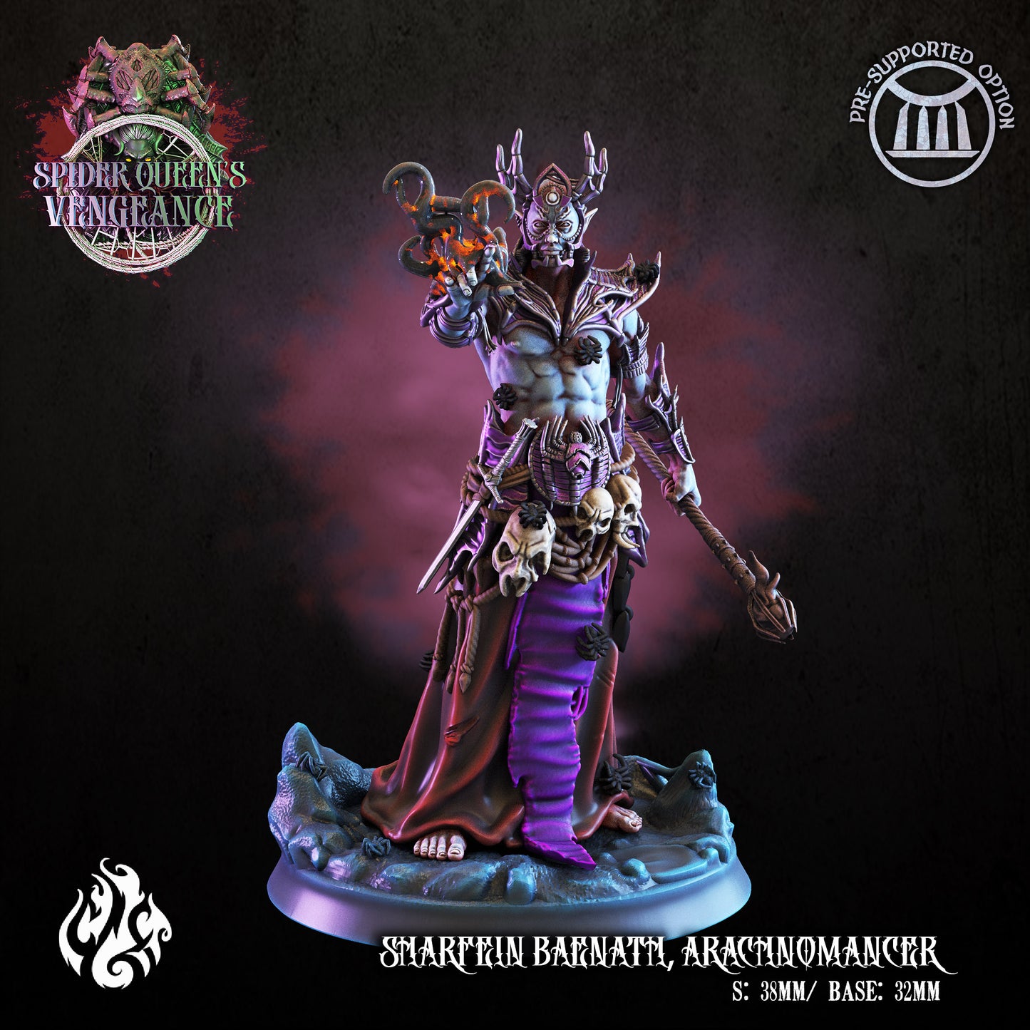 Sharfein Baenath, Arachnomancer the Spider Queen Spider Queen's Vengeance Series from Crippled God Foundry - Table-top gaming mini and collectable for painting.