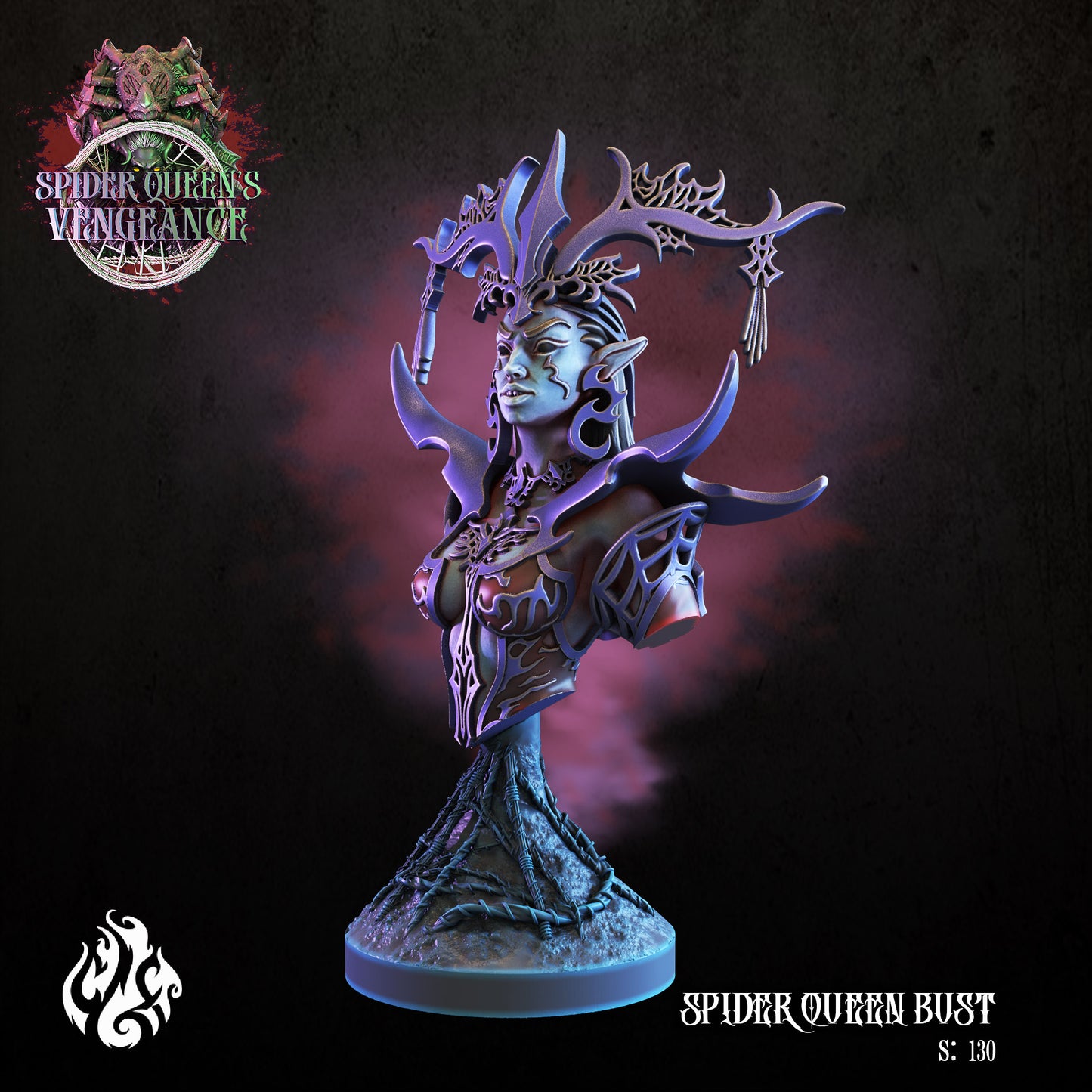 Bust of G'elyanna Abaeir the Spider Queen Spider Queen's Vengeance Series from Crippled God Foundry - Table-top gaming mini and collectable for painting.