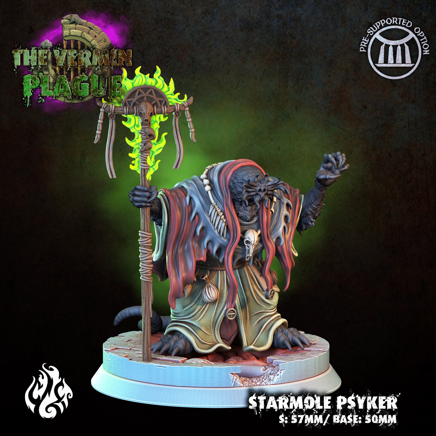 Starmole Psyker The Vermin Plague Series from Crippled God Foundry - Table-top gaming mini and collectable for painting.