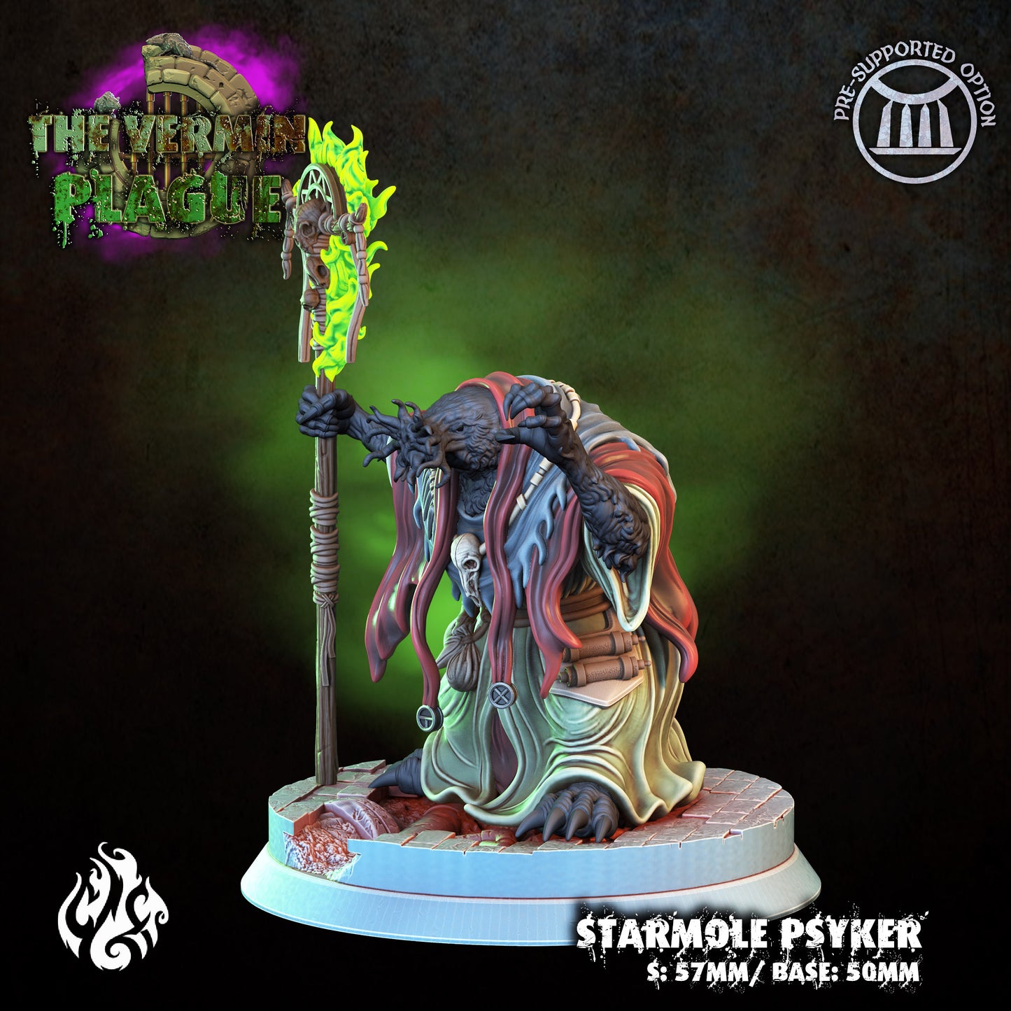 Starmole Psyker The Vermin Plague Series from Crippled God Foundry - Table-top gaming mini and collectable for painting.