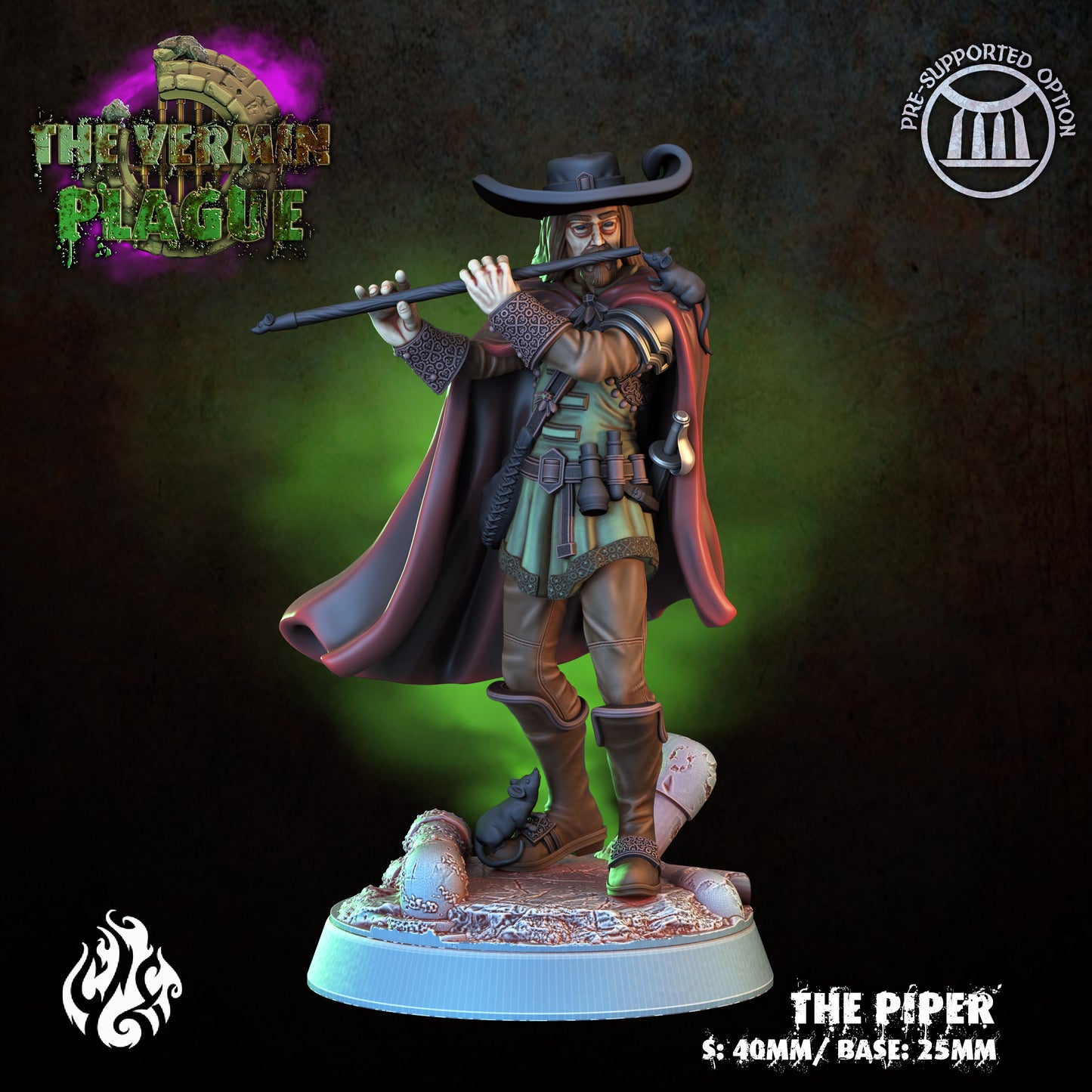 The Piper The Vermin Plague Series from Crippled God Foundry - Table-top gaming mini and collectable for painting.