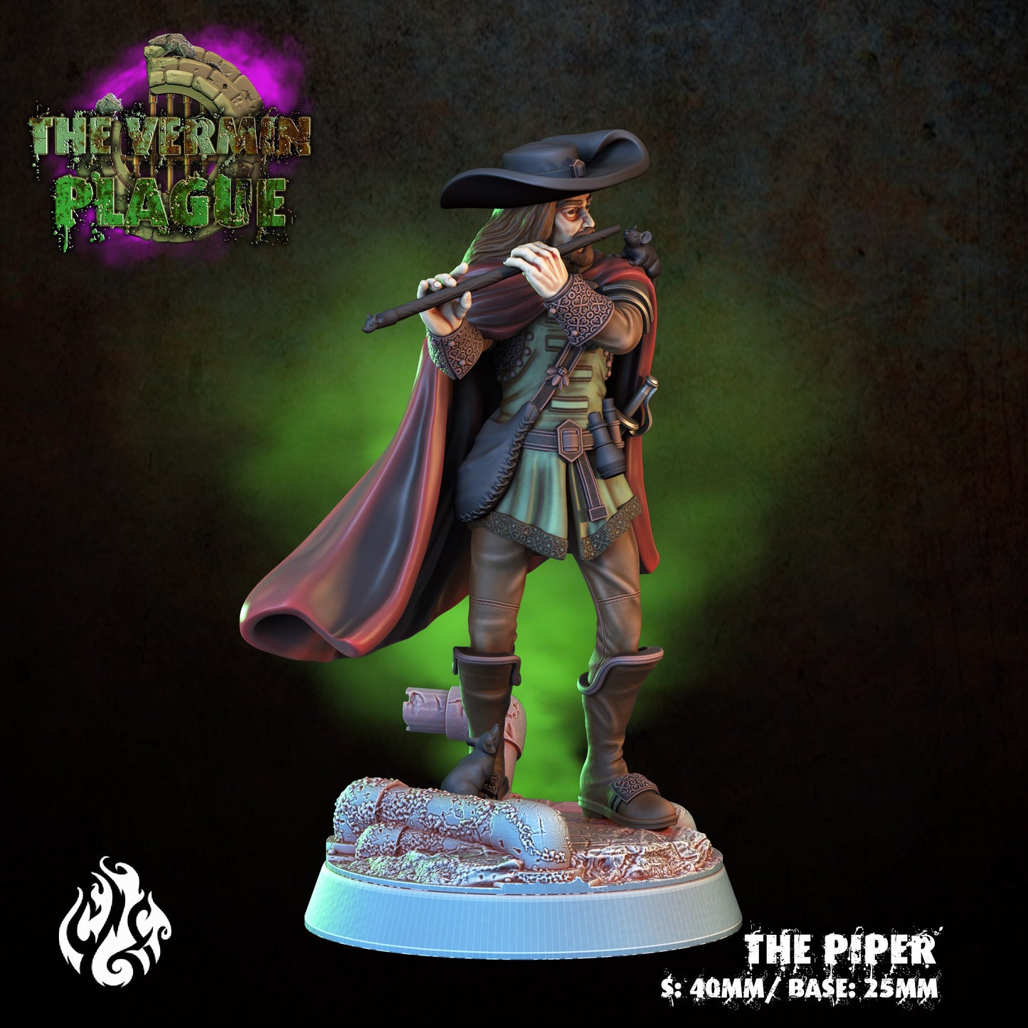The Piper The Vermin Plague Series from Crippled God Foundry - Table-top gaming mini and collectable for painting.