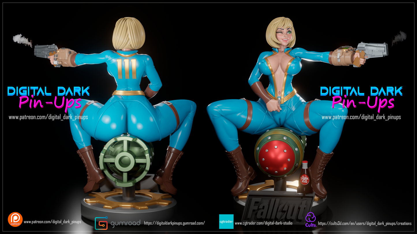 Vault Girl 111 - Female Adult Figurine for collecting, painting and showing off! Digital Dark Pinup Classic