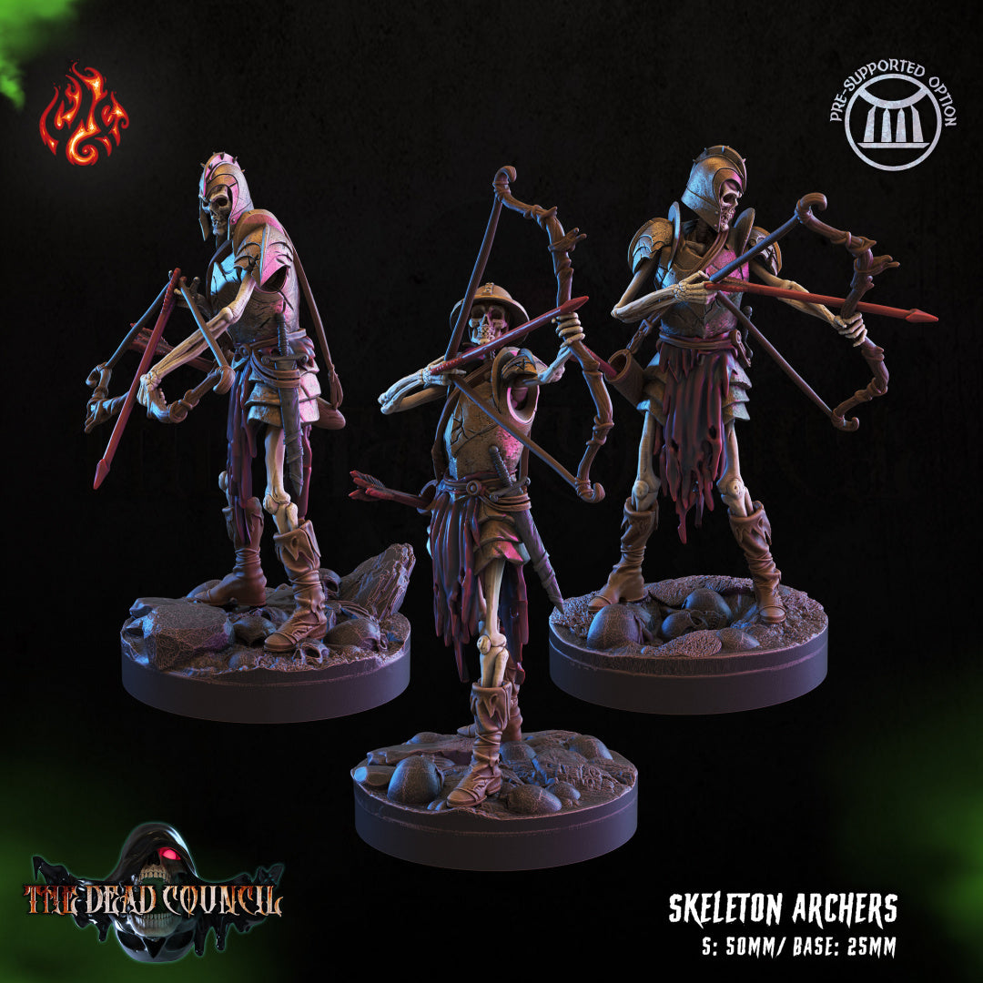 Skeleton Archers The Dead Council Series from Crippled God Foundry - Table-top gaming mini and collectable for painting.