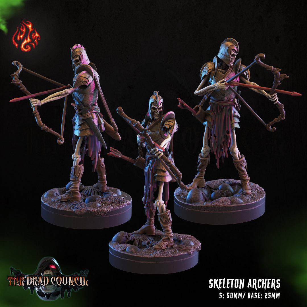 Skeleton Archers The Dead Council Series from Crippled God Foundry - Table-top gaming mini and collectable for painting.
