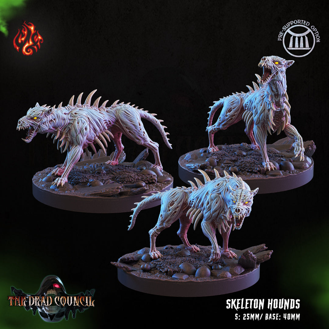 Skeleton Hounds The Dead Council Series from Crippled God Foundry - Table-top gaming mini and collectable for painting.