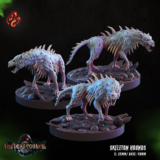 Skeleton Hounds The Dead Council Series from Crippled God Foundry - Table-top gaming mini and collectable for painting.