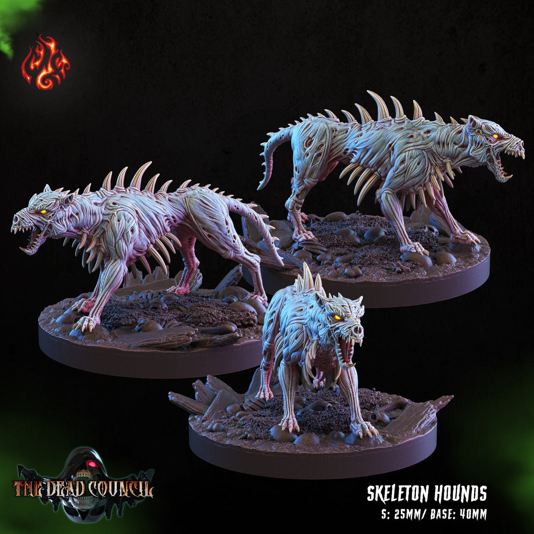 Skeleton Hounds The Dead Council Series from Crippled God Foundry - Table-top gaming mini and collectable for painting.