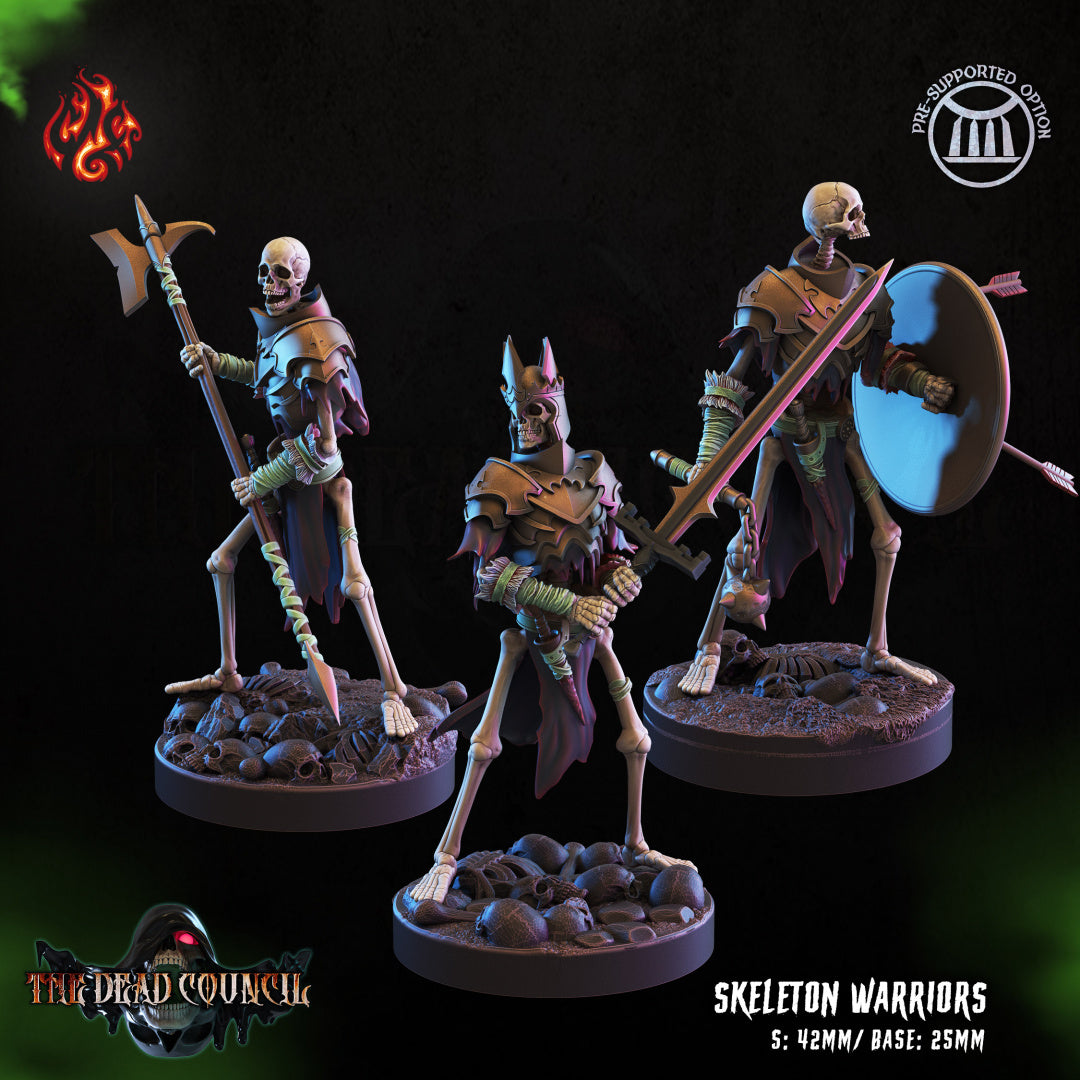 Skeleton Warriors The Dead Council Series from Crippled God Foundry - Table-top gaming mini and collectable for painting.
