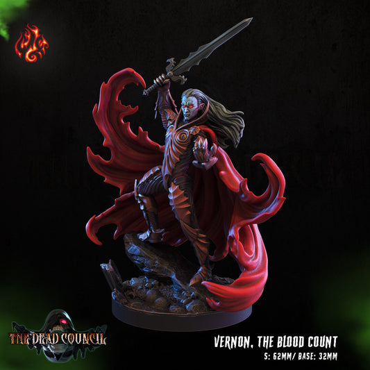 Vernon, the Blood Count The Dead Council Series from Crippled God Foundry - Table-top gaming mini and collectable for painting.