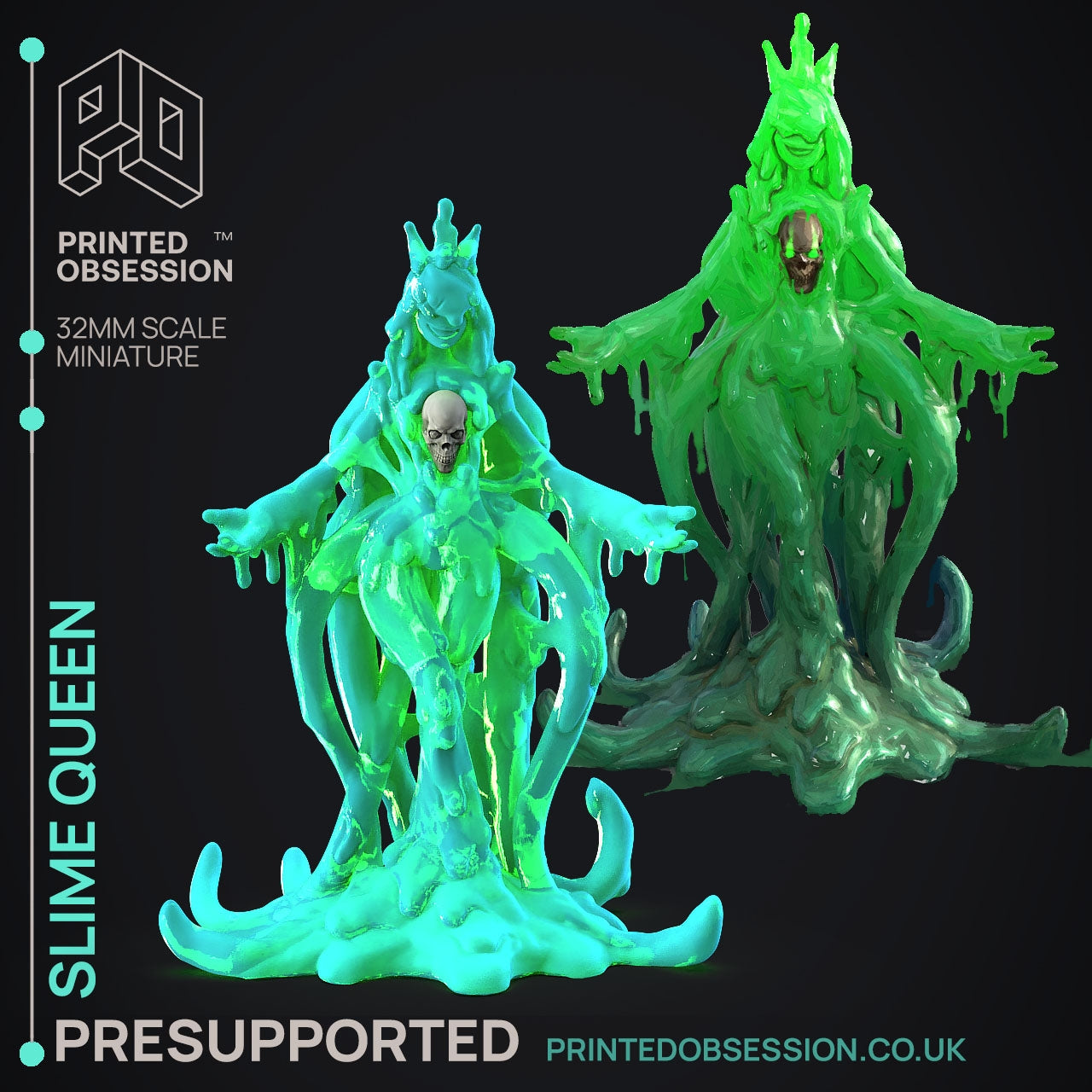 Slime Queen - The Printed Obsession - Table-top mini, 3D Printed Collectable for painting and playing!