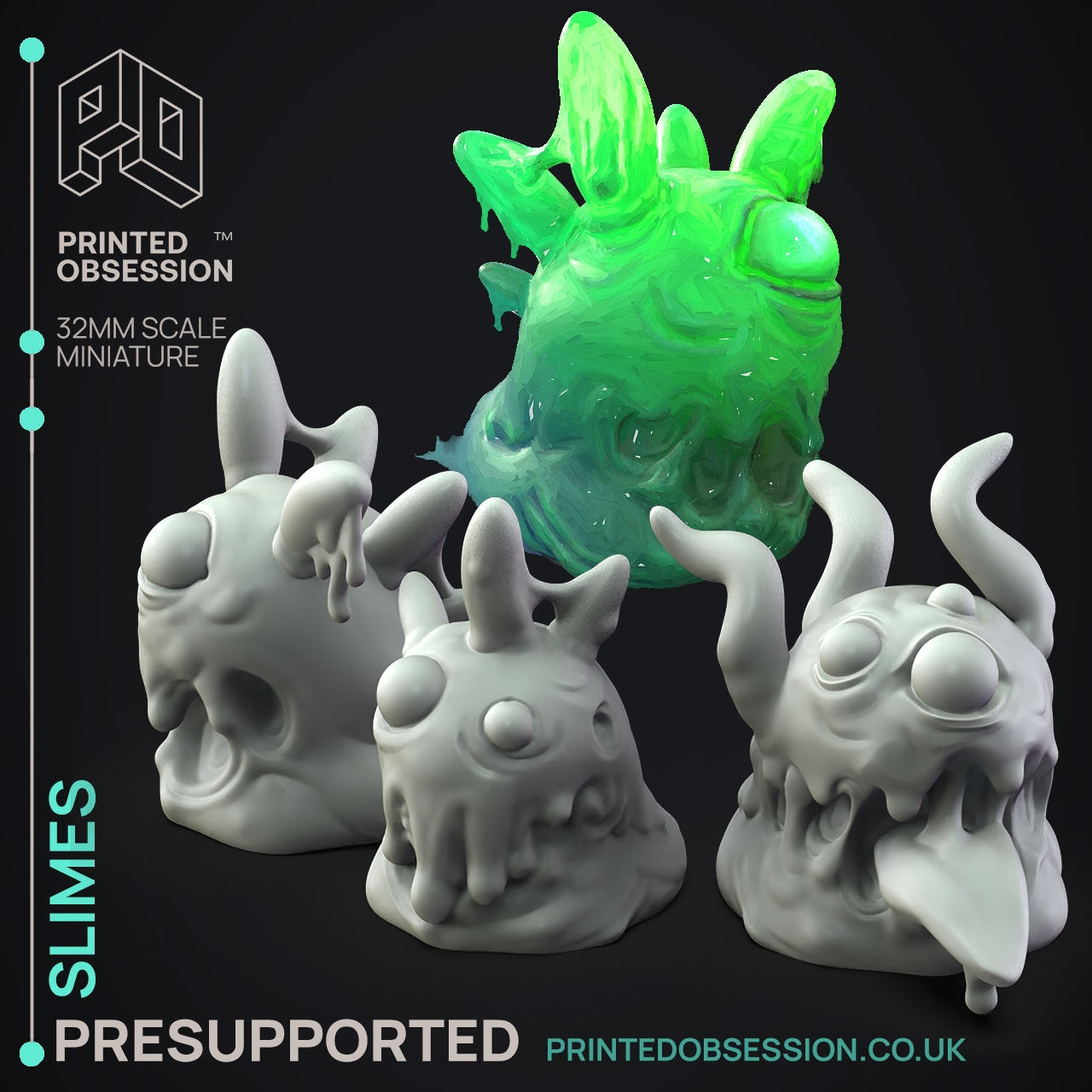 Slimes - The Printed Obsession - Table-top mini, 3D Printed Collectable for painting and playing!