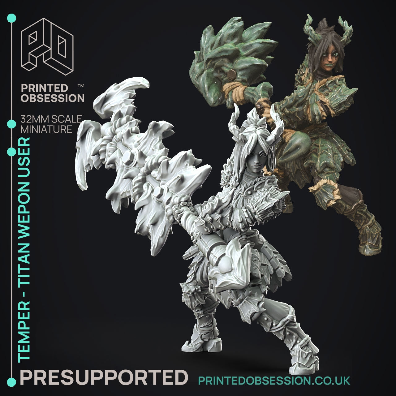 Temper Titan Weapon Wielder - The Printed Obsession - Table-top mini, 3D Printed Collectable for painting and playing!