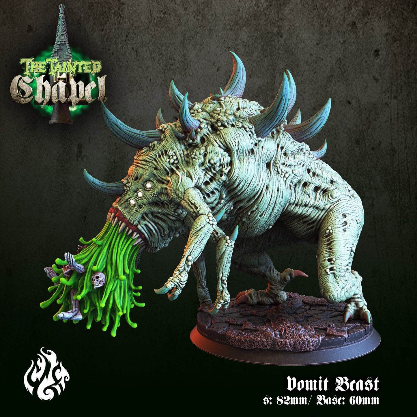 Vomit Beast The Vermin Plague Series from Crippled God Foundry - Table-top gaming mini and collectable for painting.