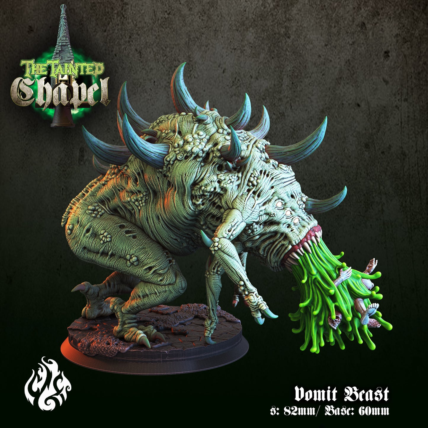 Vomit Beast The Vermin Plague Series from Crippled God Foundry - Table-top gaming mini and collectable for painting.
